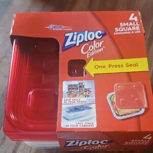 #2 Ziploc Small Square 4 Containers + Lids 20 oz One Press Seal NOS New